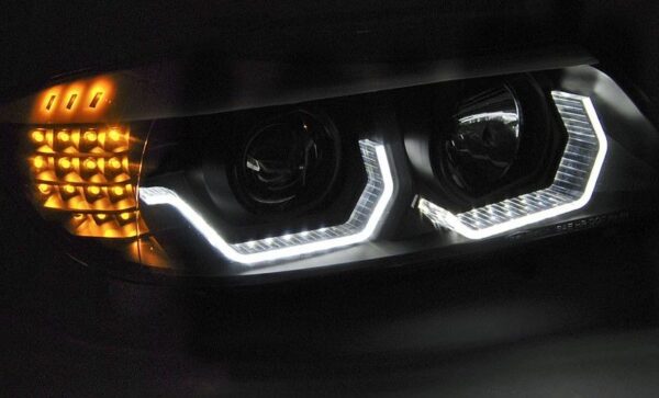Frontlykter BMW E90/E91 05-08 Angel Eyes LED 3D Svart – bilde 3 av 5