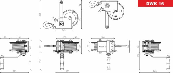 Håndsveiv Vinsj DWK 16 1600 lb/ 725 kg – bilde 2 av 2