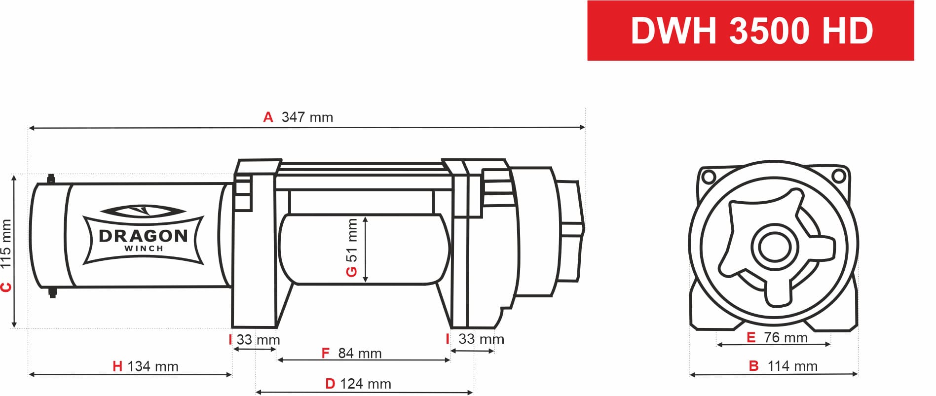Vinsj DWH 3500 HD (1588 kg) Ståltau - Bilde 2