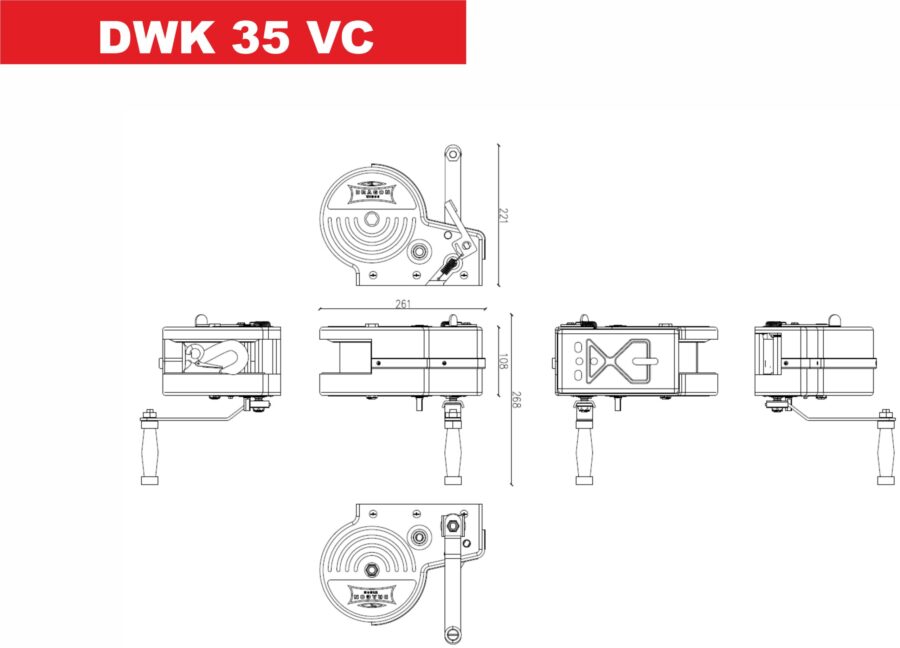 Håndsveiv Vinsj DWK 35VC 3500 lb/1588 kg (med deksel) – bilde 2 av 2