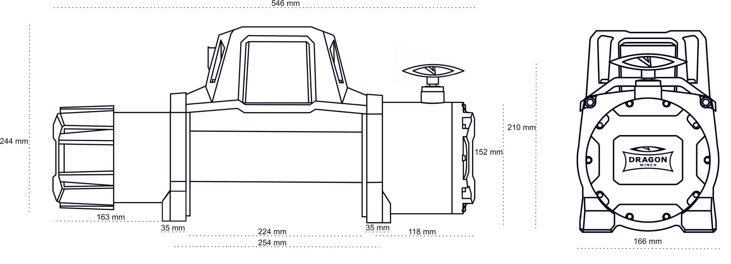 Vinsj 13000Lbs ST S (5897 kg) Dragon Winch Maverick Syntetisk Tau - Bilde 8