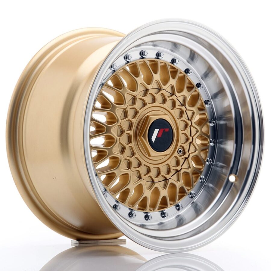Felg Japan Racing JR9 15x9 ET10 4x100/108 gull med bearbeidet leppe