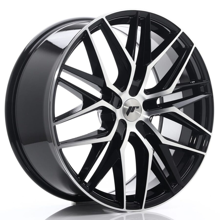 Felg Japan Racing JR28 22x9 ET30-45 5H BLANK Glanssvart maskinbearbeidet front