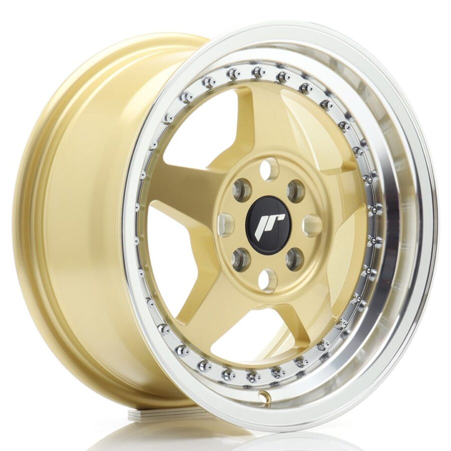 Felg Japan Racing JR6 15x7 ET35 4x100 gull med bearbeidet leppe