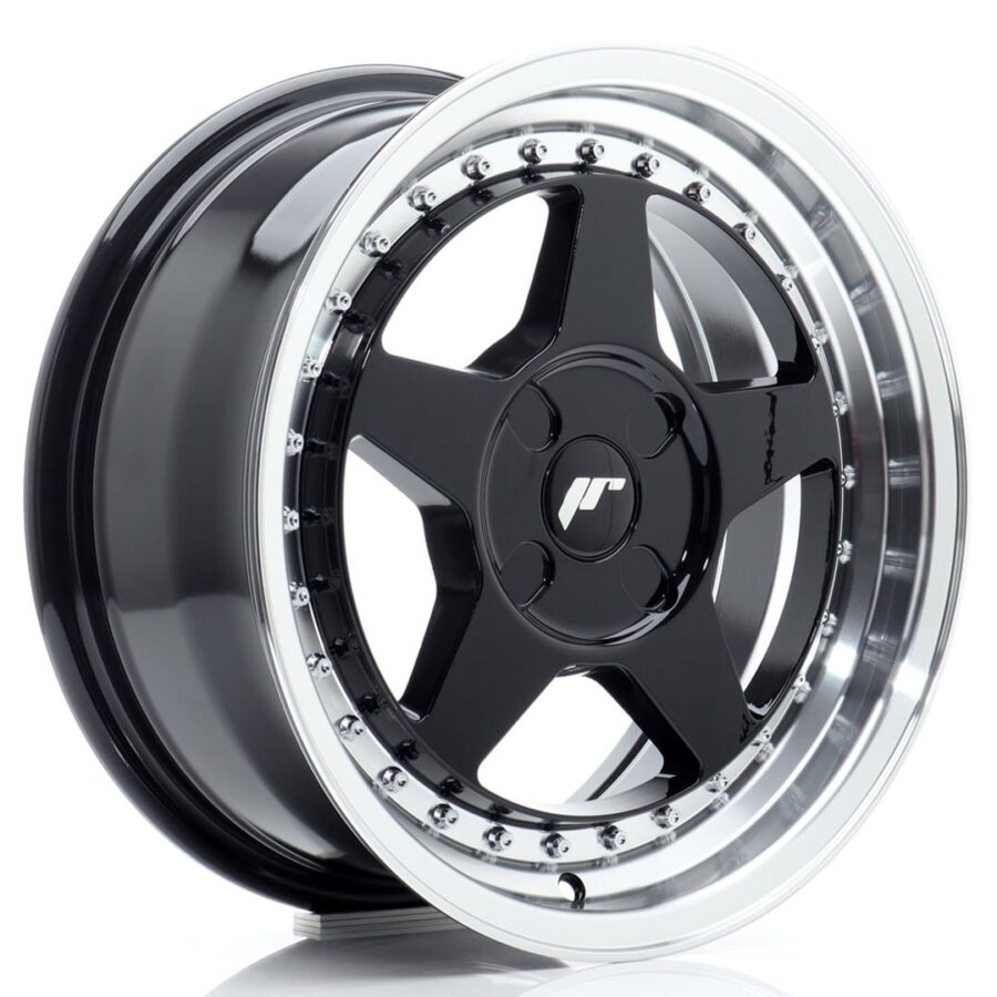 Felg Japan Racing JR6 16x7 ET20-35 4H BLANK Gloss Black med Machined Lip