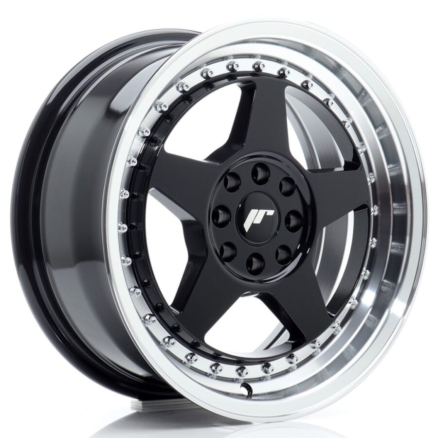 Felg Japan Racing JR6 16x7 ET25 4x100/108 Gloss Black med Machined Lip