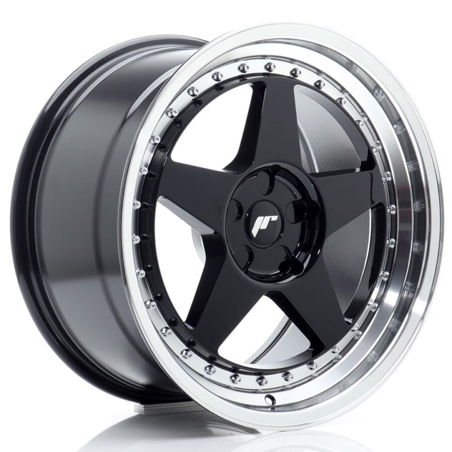 Felg Japan Racing JR6 18x9 ET20-35 5H BLANK Gloss Black med Machined Lip
