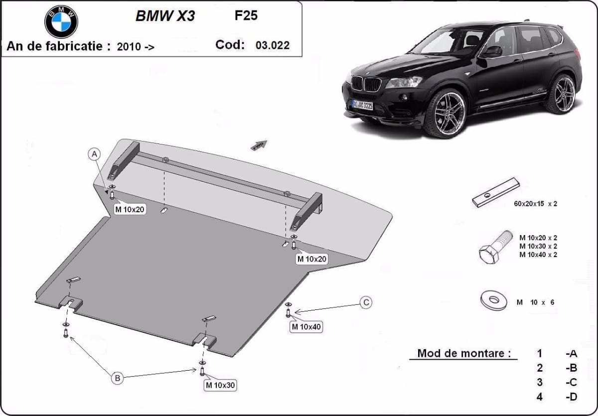 Motordeksel i Stål BMW X3 - F25 2010-2017 - Bilde 2