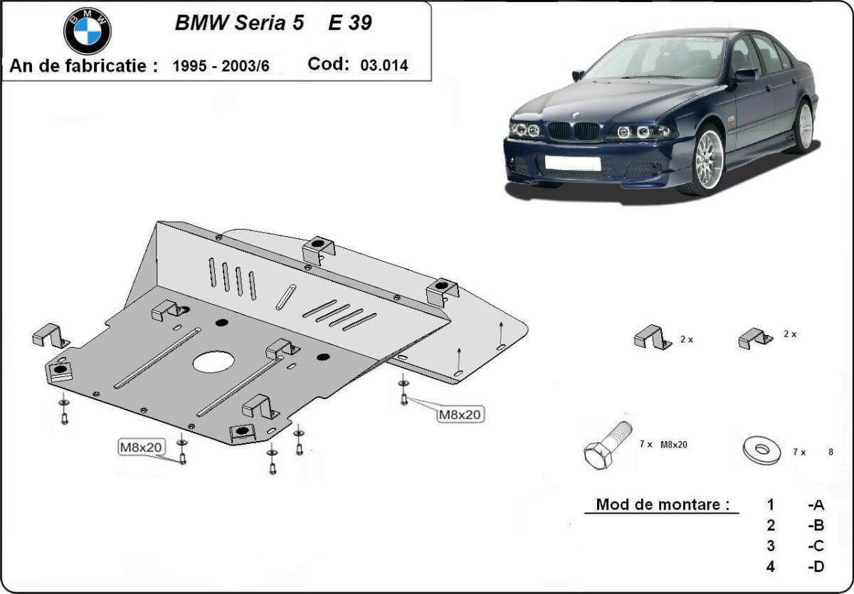 Motordeksel i Stål BMW Seria5 E39 1995-2003 - Bilde 2