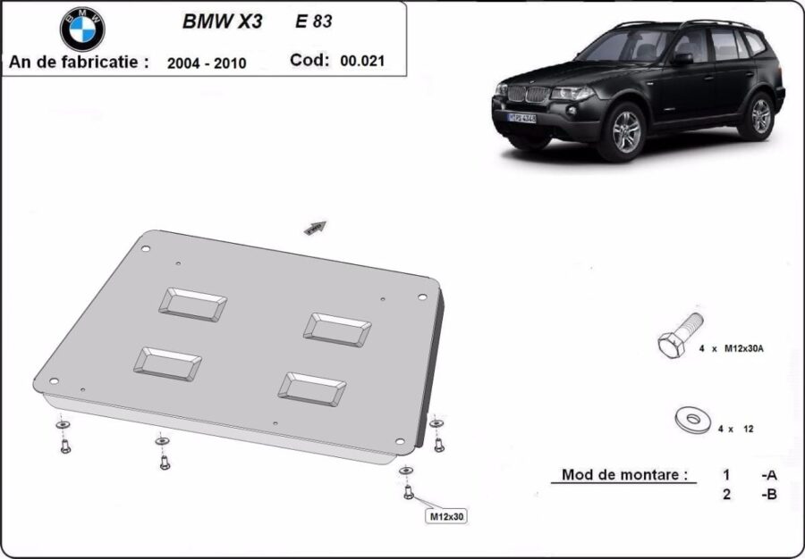 Motordeksel i Stål BMW X3 2003-2010 – bilde 2 av 2