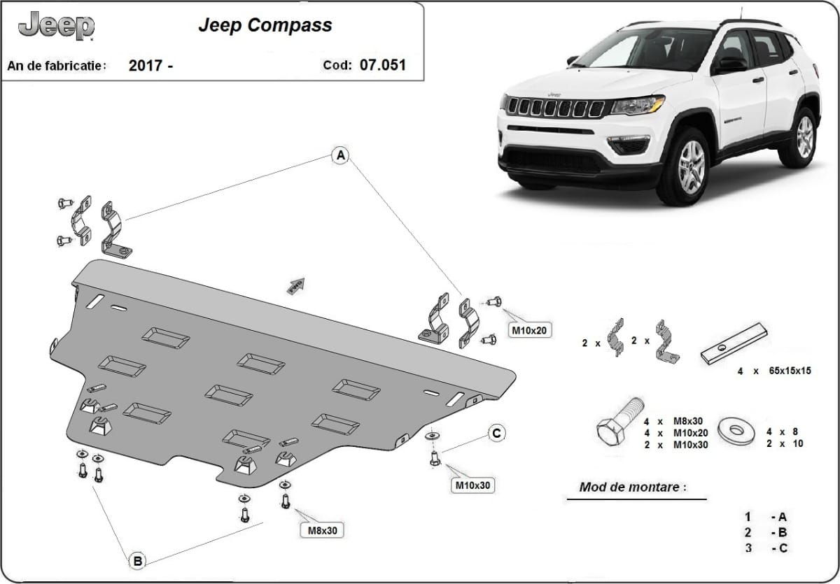 Motordeksel i Stål Jeep Compass 2017-2024 - Bilde 2