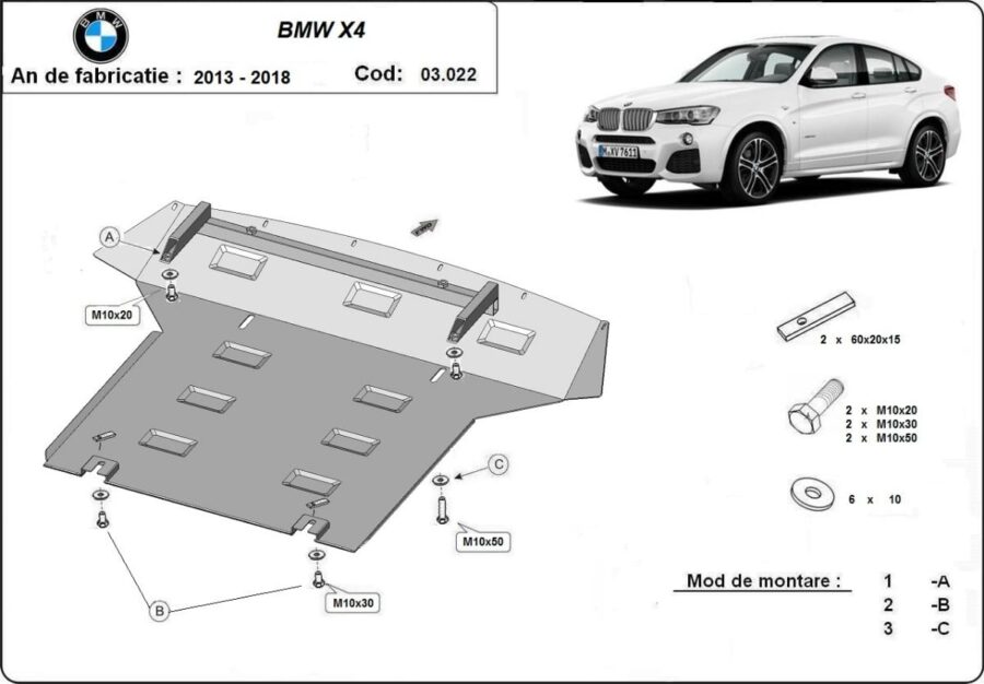 Motordeksel i Stål BMW X4 2014-2018 – bilde 2 av 14