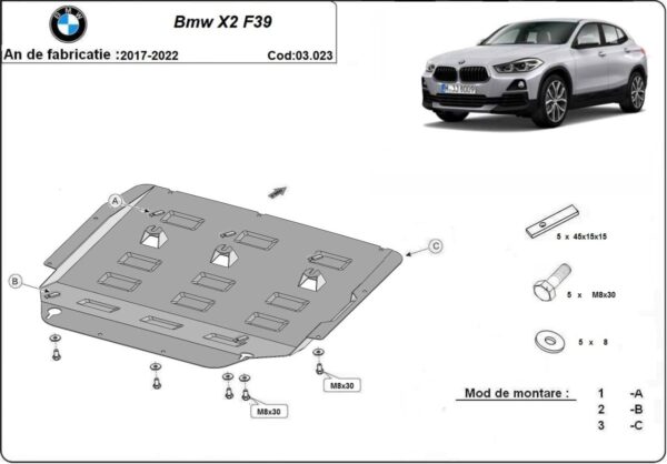 Motordeksel i Stål BMW X2 F39 2017-2022 – bilde 2 av 8