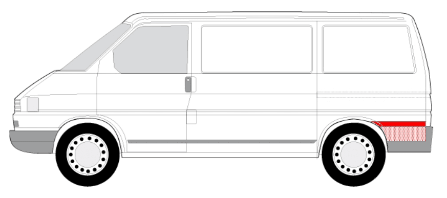 Skjerm Panel Bak Venstre - VW TRANSPORTER T4 90-03, - Bilde 2