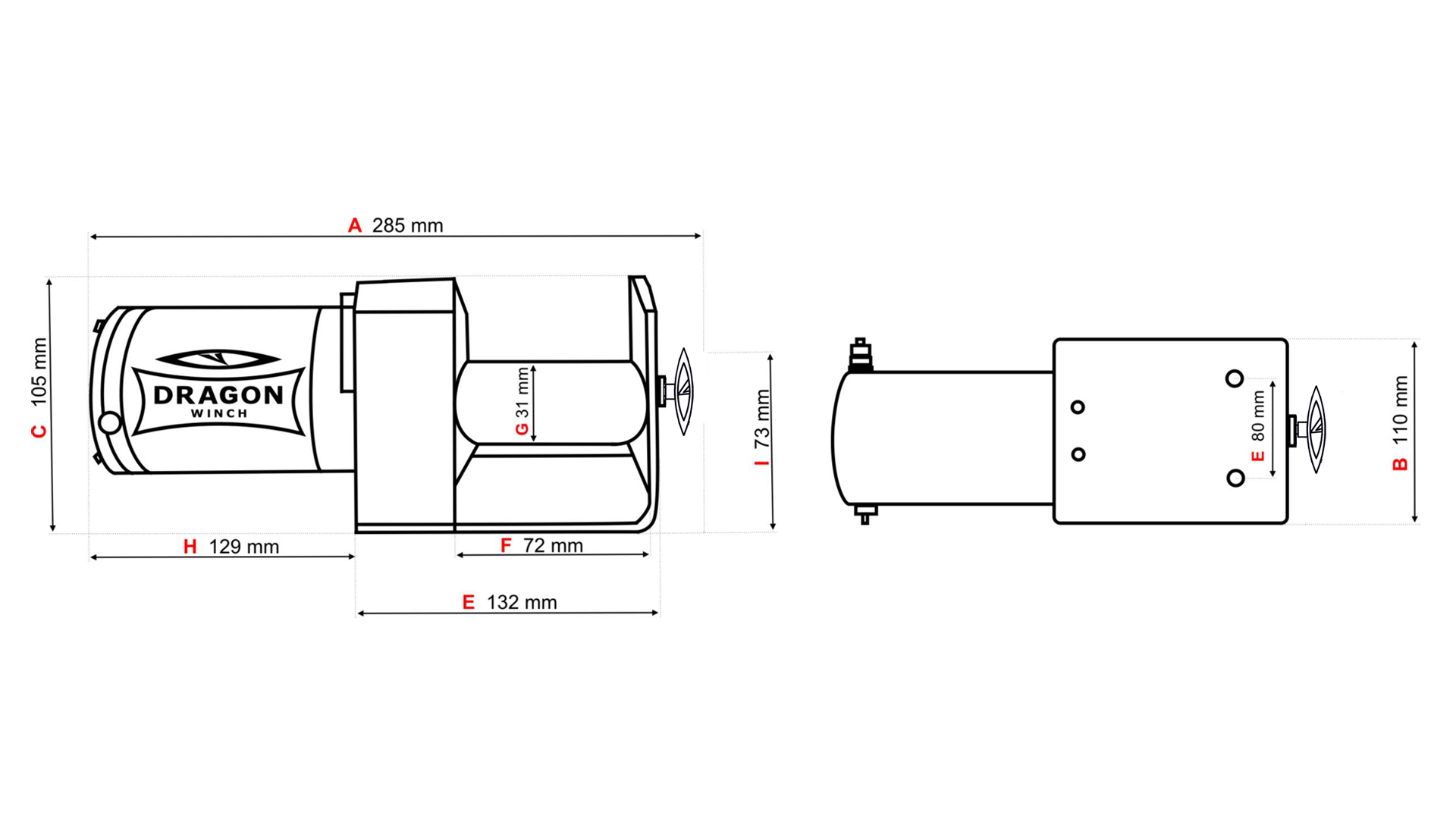 Vinsj 3000Lbs ST (1360 kg) Dragon Winch Maverick Syntetisk Tau - Bilde 9