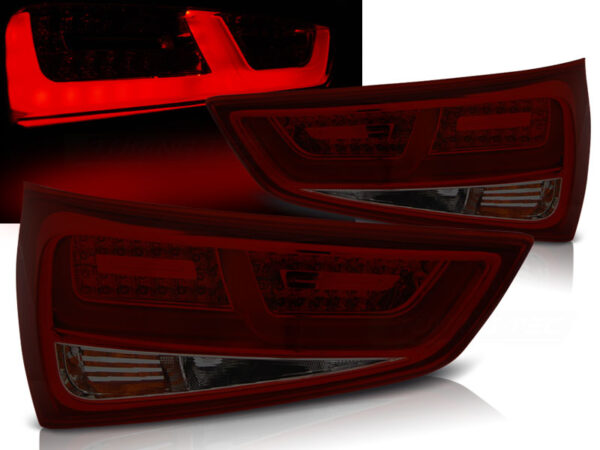 Baklykter Audi A1 2010-12.2014 LED Bar Rød/Røykfarget – for original pæretype – bilde 1 av 2