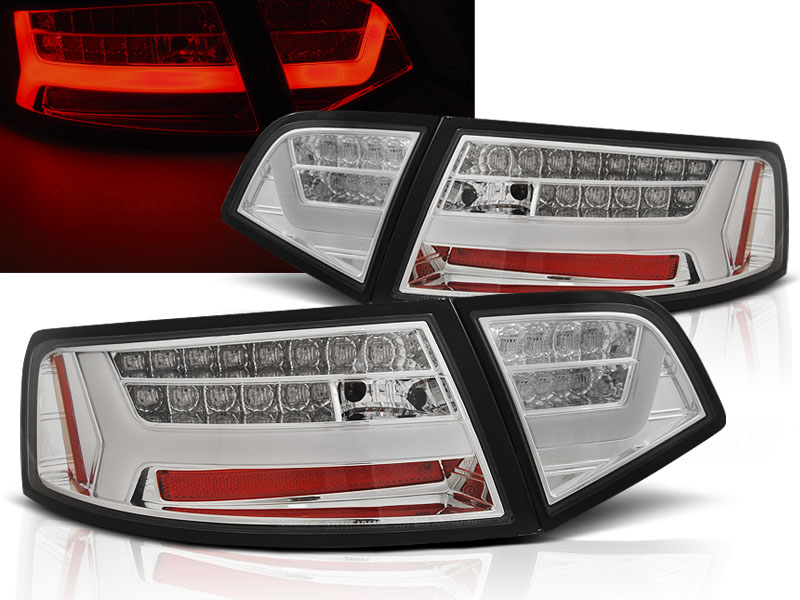 Baklykter Audi A6 08-11 Sedan Led Bar Chrome Seq