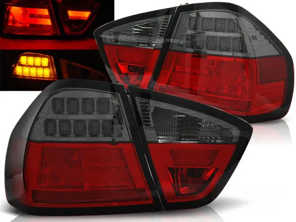 Baklykter BMW E90 03.05-08.08 Sedan LED Bar Rød/Røykfarget – bilde 1 av 2
