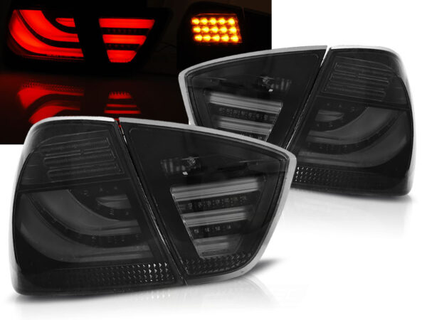 Baklykter BMW E90 03.05-08.08 E90 Sedan LED Bar Svart/Røykfarget – bilde 1 av 2