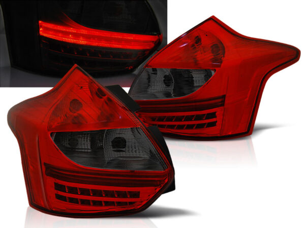 Baklykter Ford Focus 3 11- 10.14 Hatchback LED Rød/Røykfarget – bilde 1 av 2
