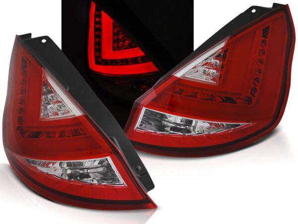 Baklykter Ford Fiesta MK7 08-12 HB Hatchback LED Bar Rød/Hvit – bilde 1 av 2