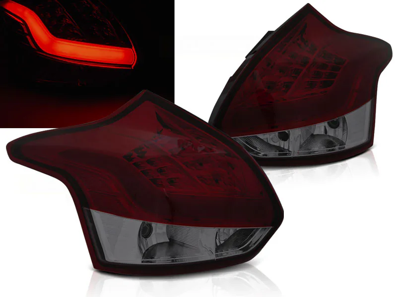 Baklykter Ford Focus 3 11-10.14 Hatchback Red Smoke Led Bar