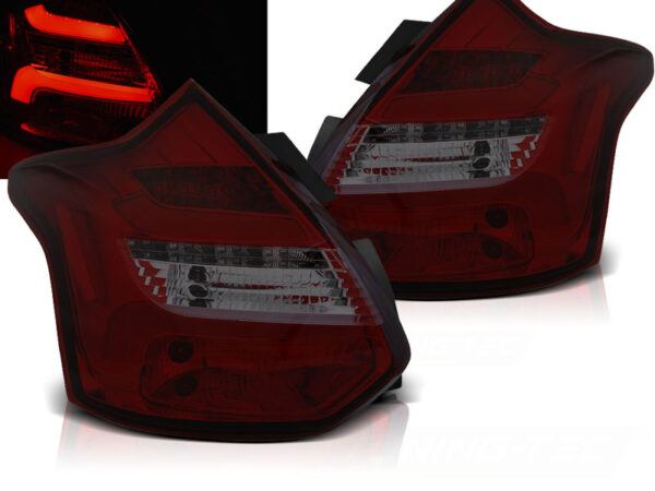 Baklykter Ford Focus 3 11-10.14 Hatchback IND. LED Bar SEQ Rød/Røykfarget – bilde 1 av 2