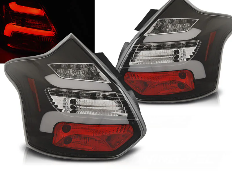 Baklykter Ford Focus 3 11-10.14 Hatchback Black Led Bar Seq Ind.