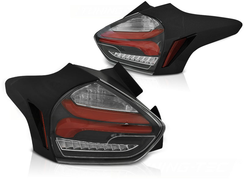 Baklykter Ford Focus 3 15-18 Hatchback Black Red Seq Led - Bilde 2