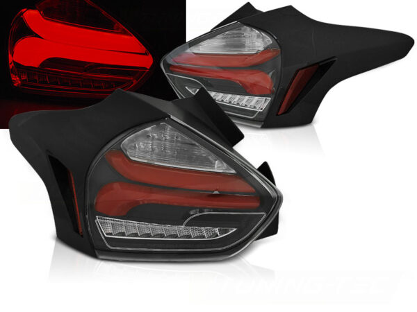 Baklykter Ford Focus 3 15-18 Hatchback LED Bar SEQ Svart – bilde 1 av 2