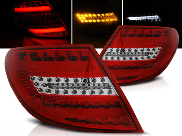 Baklykter WHIE Mercedes C-Class W204 Sedan 07-10 LED Bar Rød – bilde 1 av 2
