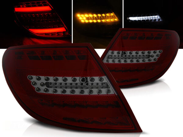 Baklykter Mercedes C-Class W204 Sedan 07-10 LED Bar Rød/Røykfarget – bilde 1 av 2