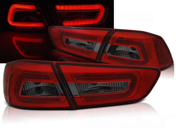 Baklykter Mitsubishi Lancer 8 Sedan 08-11 LED Bar Rød/Røykfarget – bilde 1 av 2