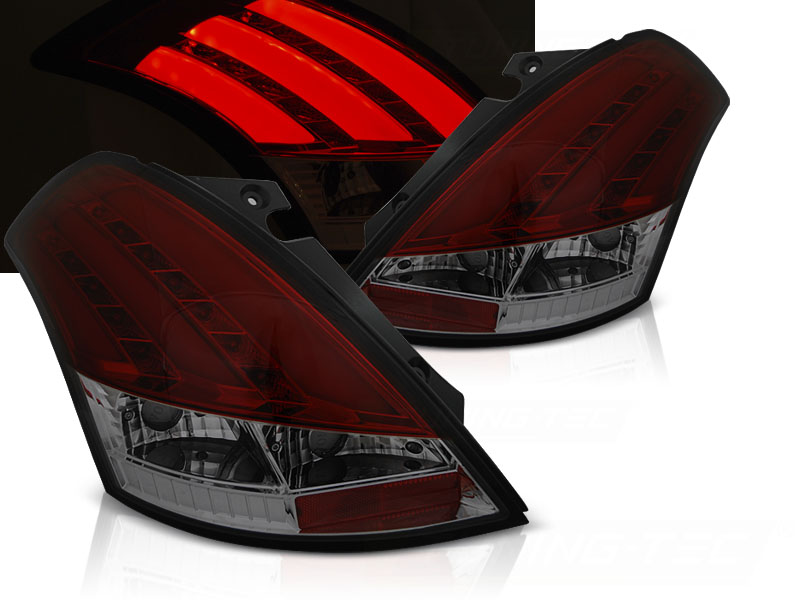 Baklykter Suzuki Swift 10-17 Red Smoke Led Bar