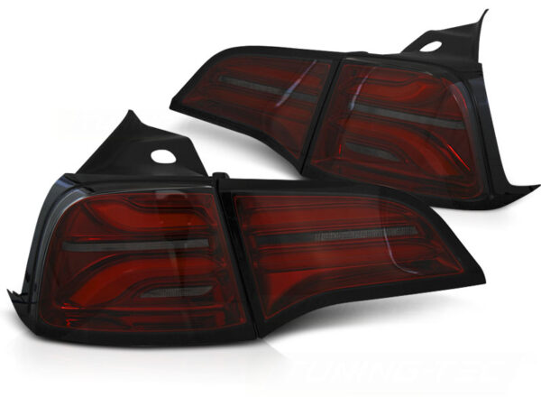 Baklykter Tesla Model 3 17-23/Model Y LED Bar SEQ Rød/Røykfarget – bilde 2 av 2