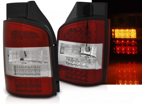 Baklykter VW T5 04.03-09 TRANSPORTER Dobbel Bakdør LED Rød/Hvit – bilde 1 av 2