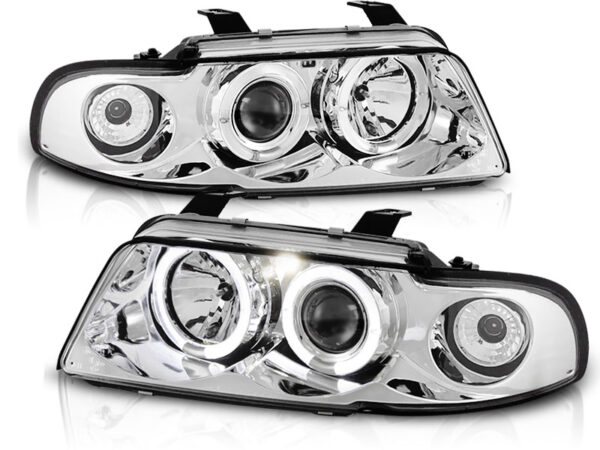 Frontlykter Audi A4 11.94-12.98 Angel Eyes Krom