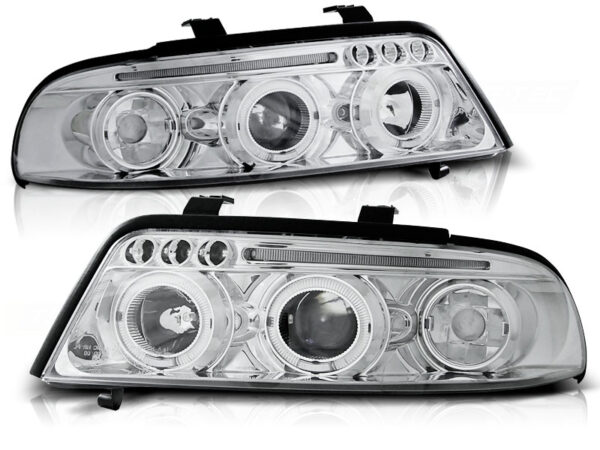 Frontlykter Audi A4 01.99-09.00 Angel Eyes Krom