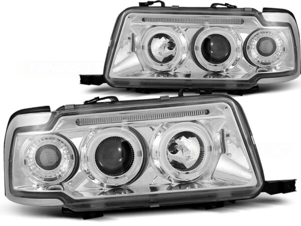 Frontlykter Audi 80 B4 09.91-04.96 Angel Eyes Krom