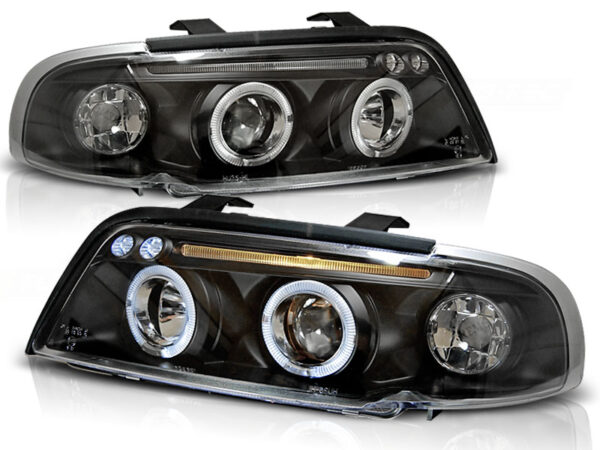Frontlykter Audi A4 11.94-12.98 Angel Eyes Svart