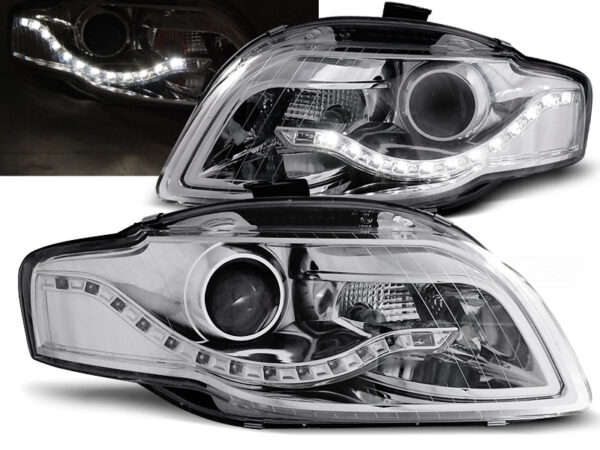 Frontlykter Audi A4 B7 11.04-03.08 Daylight Krom – bilde 1 av 2