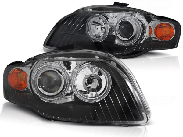 Frontlykter Audi A4 B7 11.04-03.08 Angel Eyes Svart – bilde 2 av 2