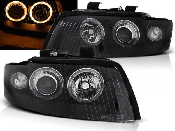 Frontlykter Audi A4 10.00-10.04 Xenon Angel Eyes Svart – bilde 1 av 2