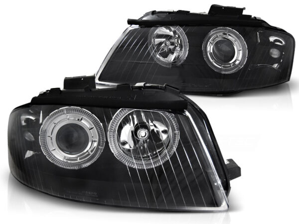 Frontlykter Audi A3 8P 05.03-03.08 Angel Eyes Svart – bilde 2 av 2