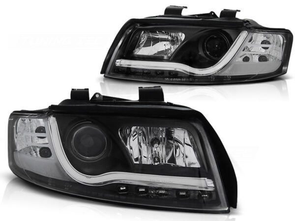 Frontlykter Audi A4 10.00-10.04 Tube Lights Svart