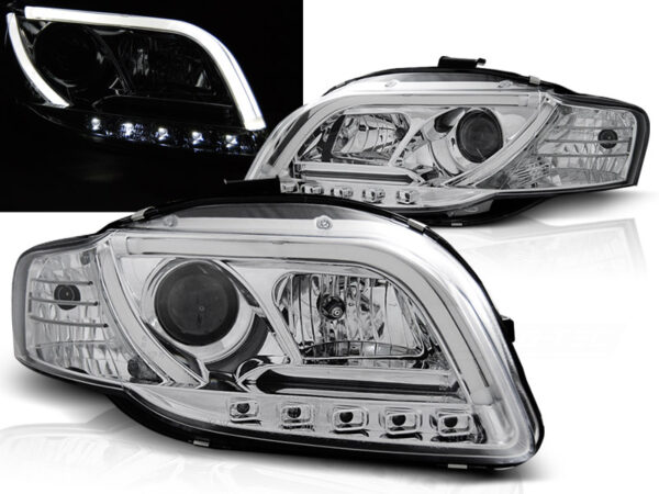 Frontlykter Audi A4 B7 11.04-03.08 Tube Lights Krom – bilde 1 av 2