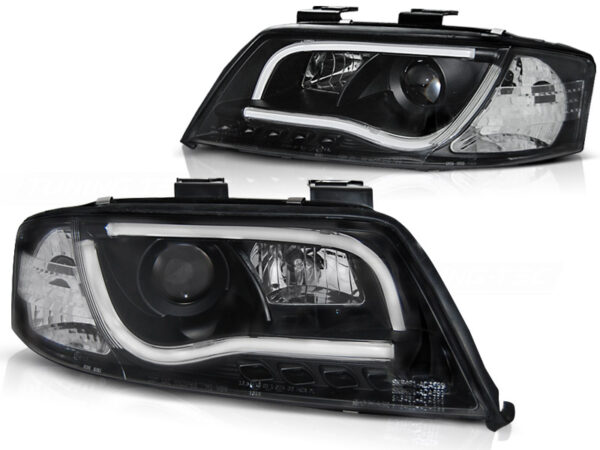 Frontlykter Audi A6 05.97-05.01 Tube Lights Svart – bilde 2 av 2