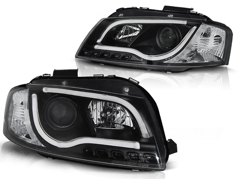 Frontlykter Audi A3 8P 05.03-03.08 Tube Lights Black - Bilde 2