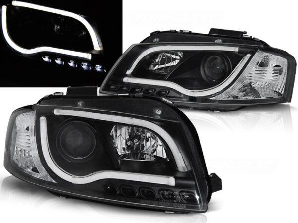 Frontlykter Audi A3 8P 03-08 Tube Lights Svart – bilde 1 av 2