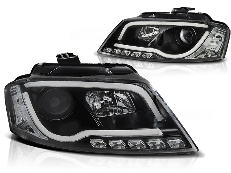 Frontlykter Audi A3 8P 08-12 Tube Light Drl Black - Bilde 2